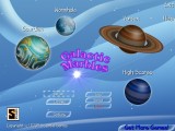 The title screen helps to demonstrate the similarity of marbles and planets.
