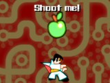 The first level makes it pretty clear what you need to do: Shoot the Apple!