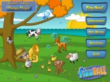 The jolly Fizzball title screen, complete with dancing animals.