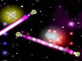 Using the lasers to grind the asteroids into gems.